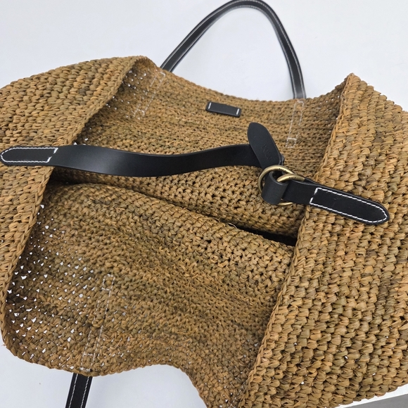 LIKE NEW POLO RALPH LAUREN LARGE RAFFIA TOTE BAG - Picture 4 of 10